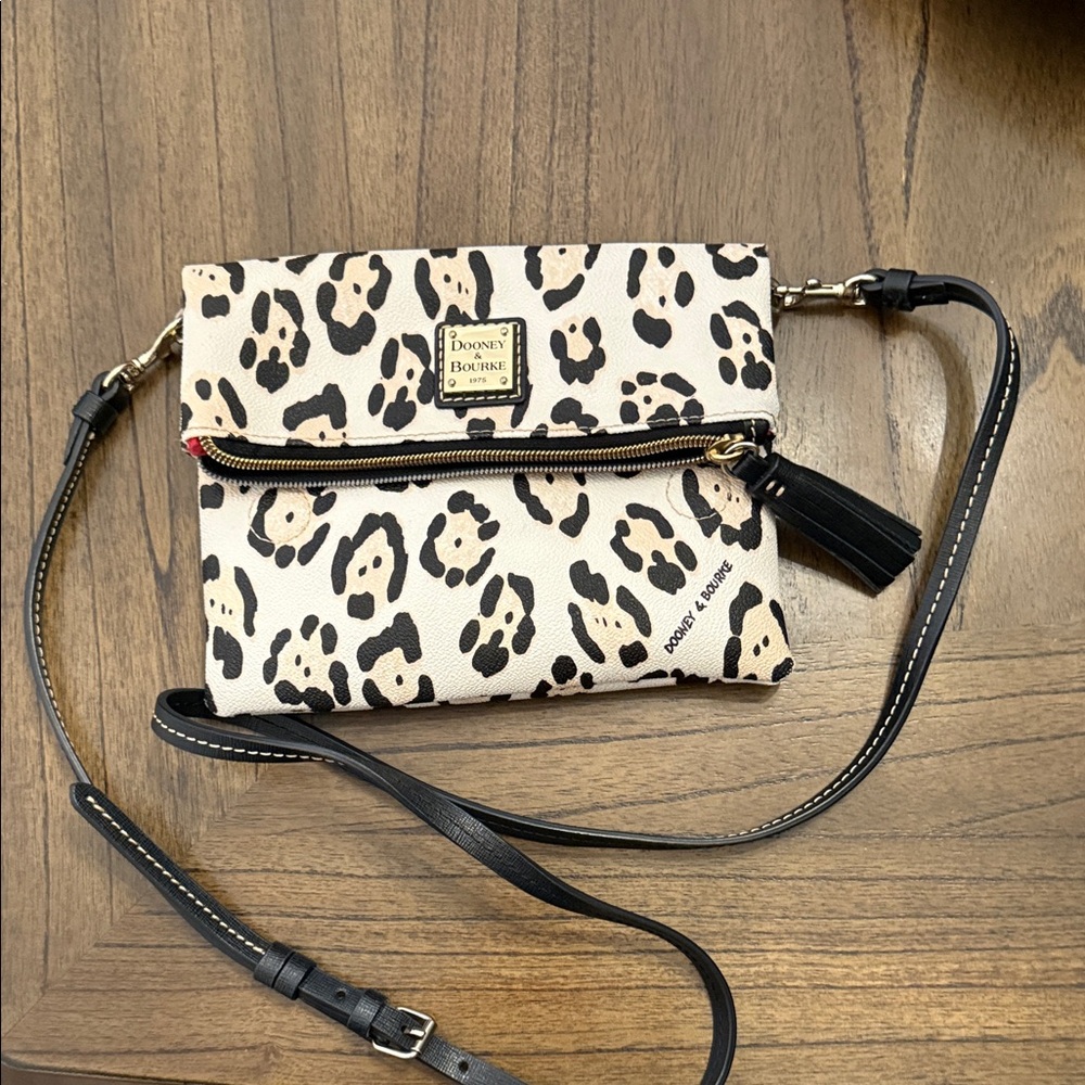 Dooney & Bourke Animal Print Crossbody Bag - Black and Cream